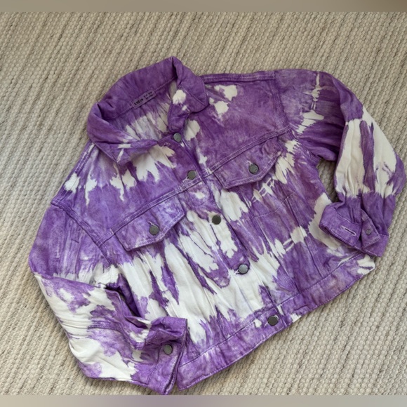 Custom LABUBU Girls Purple Tie Dye Jeans Jacket - Size 10 years - Picture 3 of 3